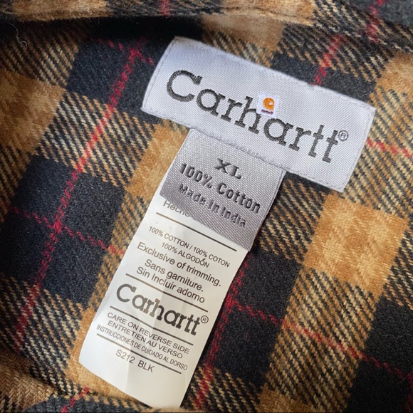 Men’s Carhartt L/S Plaid Flannel Button Down Shirt Size XL - Picture 3 of 3